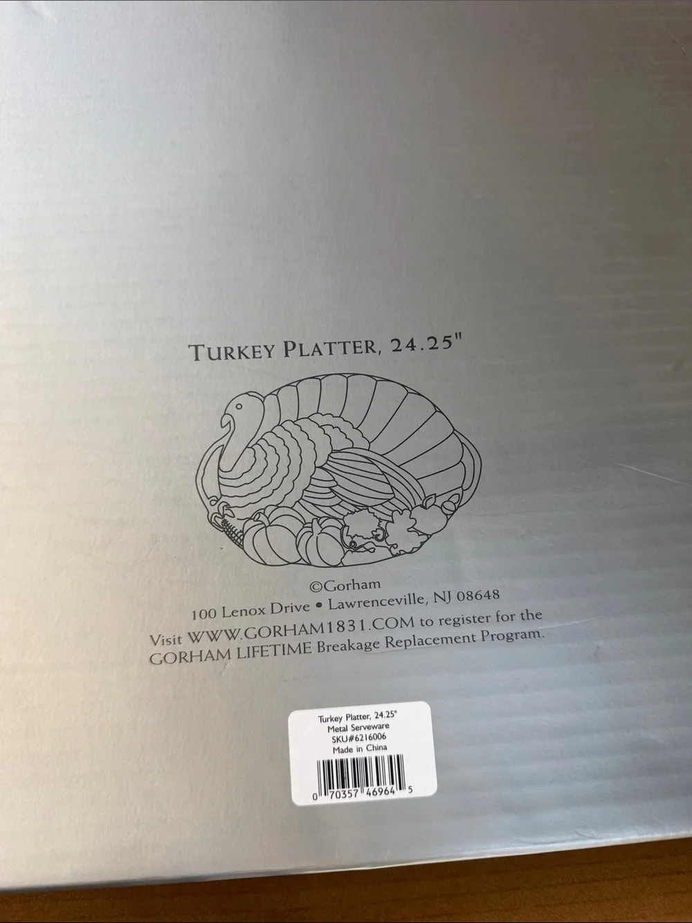 Gorham Silver-Tone Turkey Platter Artwork Tray